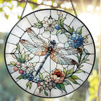 Handmade Stained Glass Sun Catcher Window Hanging Wall Decor, Sun Catcher Lover Gifts for Women Home Garden Housewarming Ornament