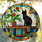 Handmade Stained Glass Sun Catcher Window Hanging Wall Decor, Sun Catcher Lover Gifts for Women Home Garden Housewarming Ornament