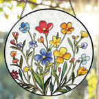 Handmade Stained Glass Sun Catcher Window Hanging Wall Decor, Sun Catcher Lover Gifts for Women Home Garden Housewarming Ornament