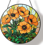 Handmade Stained Glass Sun Catcher Window Hanging Wall Decor, Sun Catcher Lover Gifts for Women Home Garden Housewarming Ornament