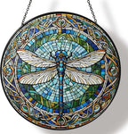 Handmade Stained Glass Sun Catcher Window Hanging Wall Decor, Sun Catcher Lover Gifts for Women Home Garden Housewarming Ornament