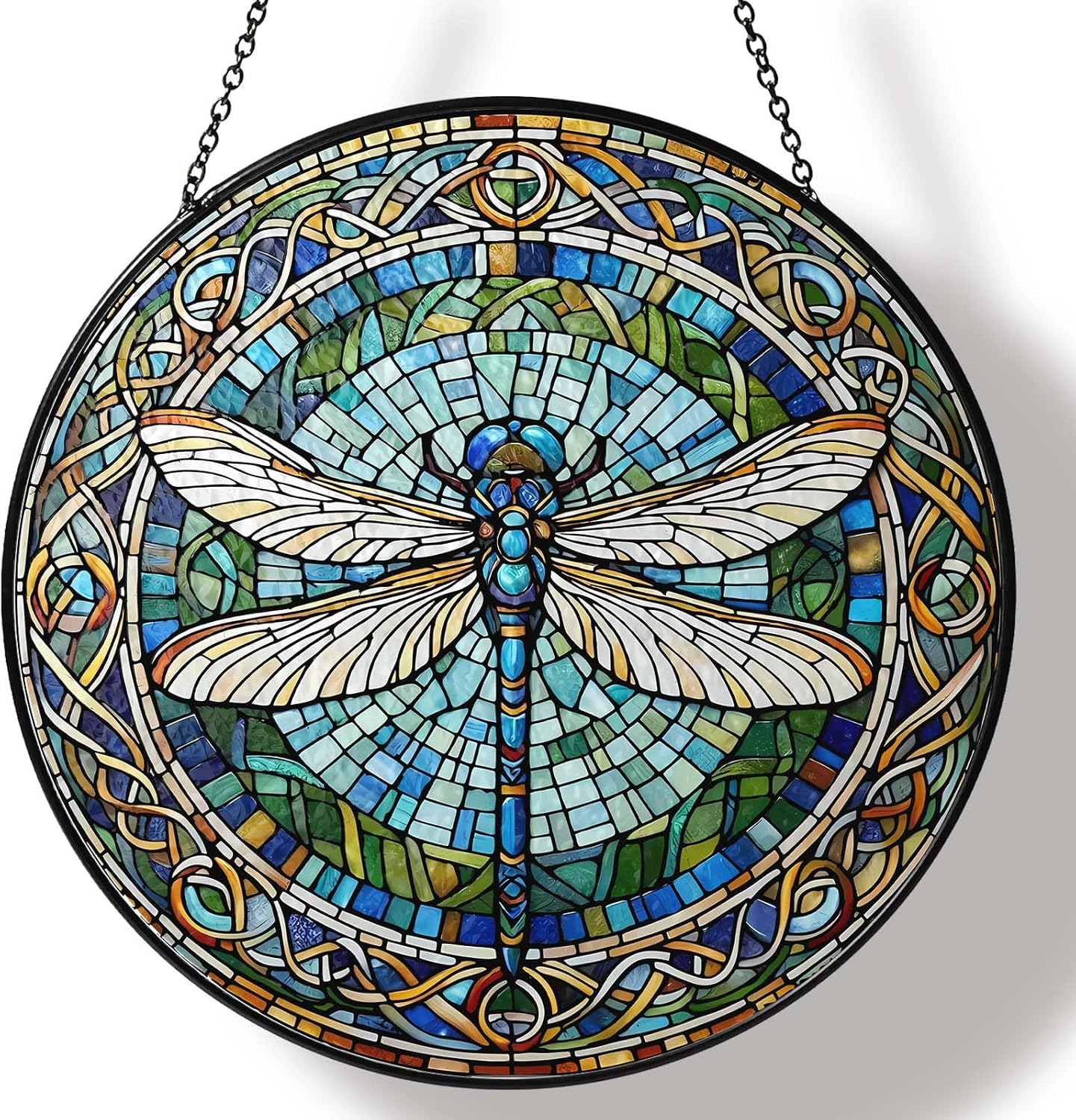 Handmade Stained Glass Sun Catcher Window Hanging Wall Decor, Sun Catcher Lover Gifts for Women Home Garden Housewarming Ornament