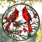 Handmade Stained Glass Sun Catcher Window Hanging Wall Decor, Sun Catcher Lover Gifts for Women Home Garden Housewarming Ornament
