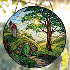 Handmade Stained Glass Sun Catcher Window Hanging Wall Decor, Sun Catcher Lover Gifts for Women Home Garden Housewarming Ornament