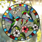 Handmade Stained Glass Sun Catcher Window Hanging Wall Decor, Sun Catcher Lover Gifts for Women Home Garden Housewarming Ornament