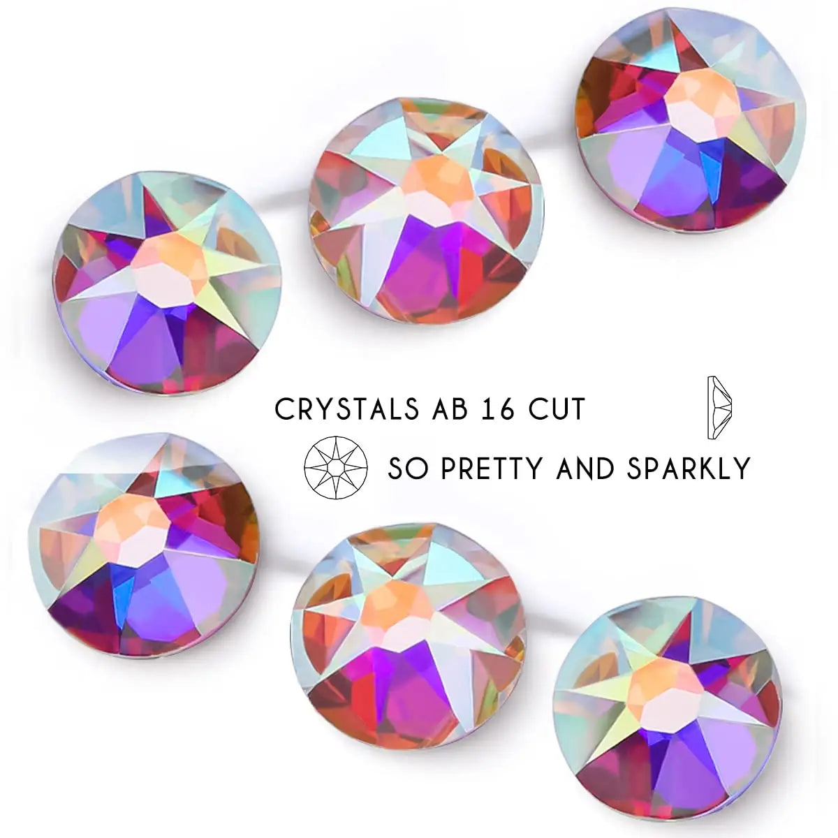 1440pcs AB Crystal Wholesale Highest Quality 2088 16 Cut Facets Flat Back Crystal Hot Fix Rhinestones for Wedding Dresses