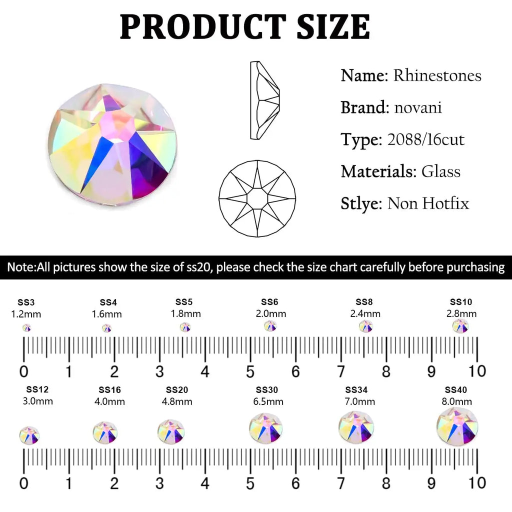 1440pcs AB Crystal Wholesale Highest Quality 2088 16 Cut Facets Flat Back Crystal Hot Fix Rhinestones for Wedding Dresses