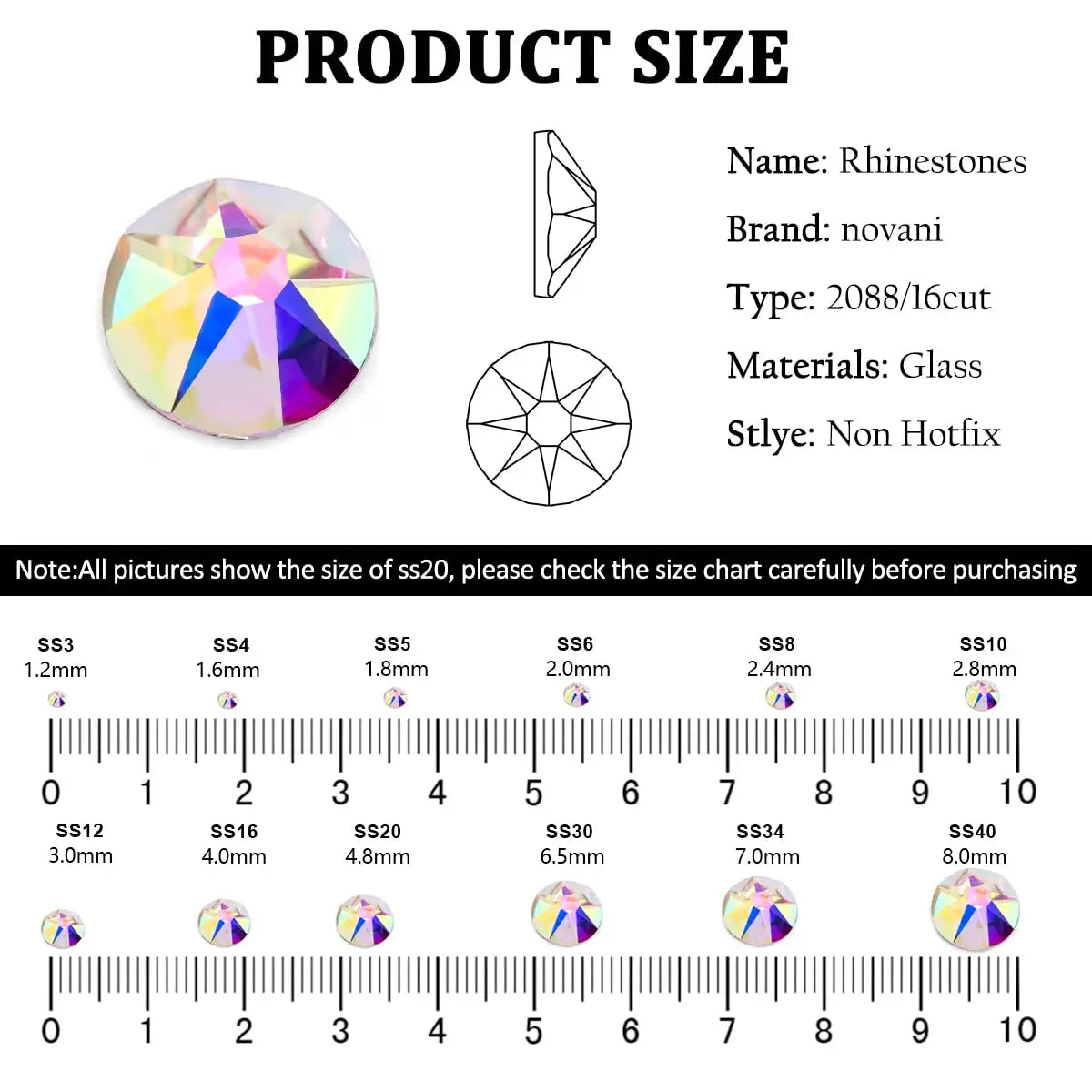 1440pcs AB Crystal Wholesale Highest Quality 2088 16 Cut Facets Flat Back Crystal Hot Fix Rhinestones for Wedding Dresses