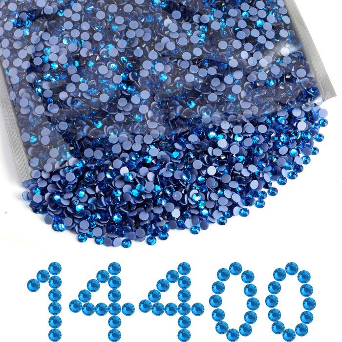 Hotfix Rhinestones Bulk, Hot Fix Rhinestones for Crafts Clothes DIY Decoration, Capri Blue