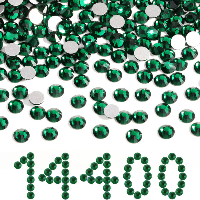 Flatback Rhinestones Bulk, Rhinestones for Nails Crafts Clothes DIY Decoration, Emerald