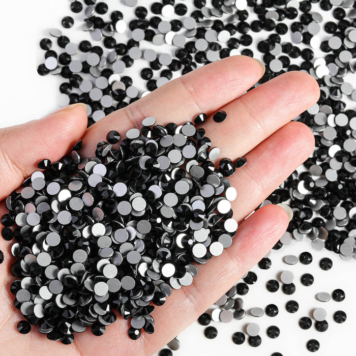 Flatback Rhinestones Bulk, Rhinestones for Nails Crafts Clothes DIY Decoration, Jet Black
