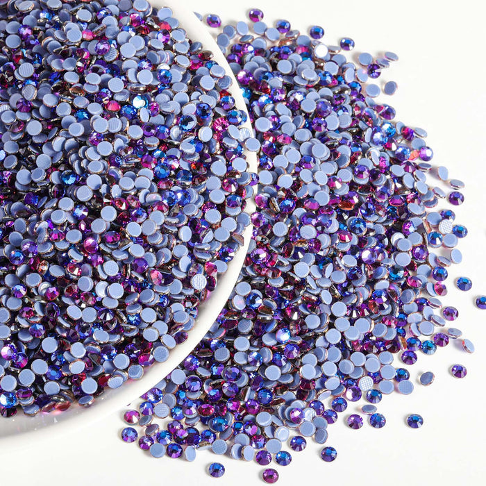 Hotfix Rhinestones Bulk, Hot Fix Rhinestones for Crafts Clothes DIY Decoration, Purple Velvet