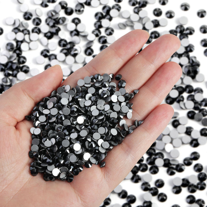 Flatback Rhinestones Bulk, Rhinestones for Nails Crafts Clothes DIY Decoration, Jet Hematite