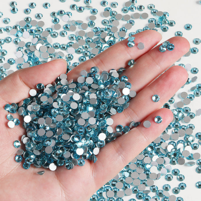 Flatback Rhinestones Bulk, Rhinestones for Nails Crafts Clothes DIY Decoration, Aquamarine
