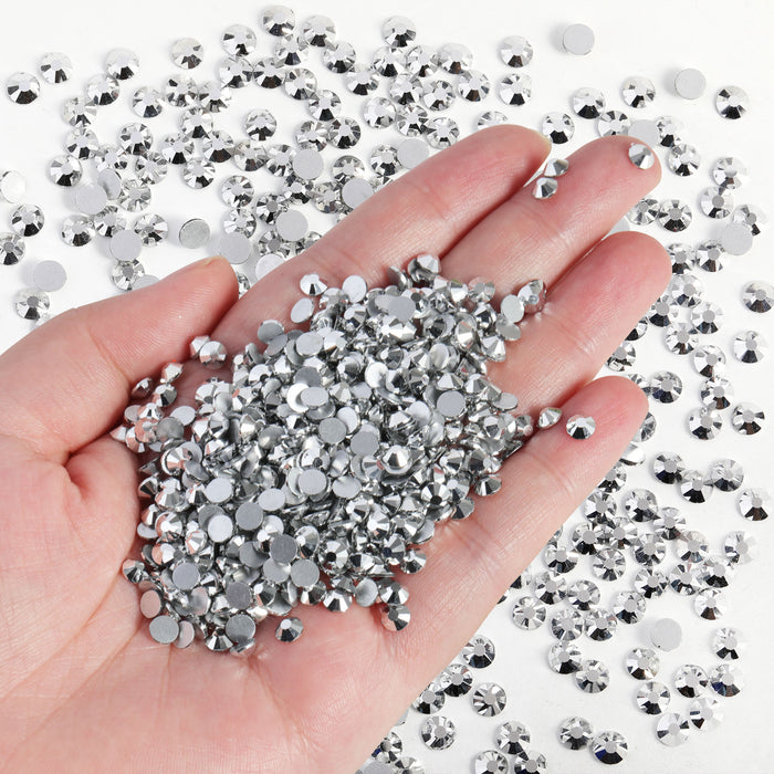 Flatback Rhinestones Bulk, Rhinestones for Nails Crafts Clothes DIY Decoration, Silver Hematite