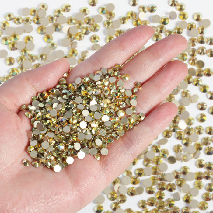 Flatback Rhinestones Bulk, Rhinestones for Nails Crafts Clothes DIY Decoration,Metal Sunlight