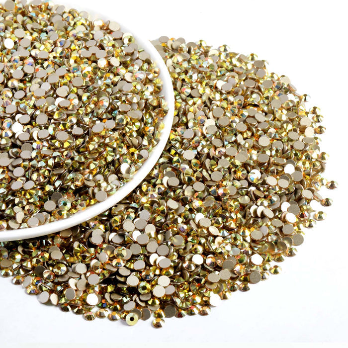 Flatback Rhinestones Bulk, Rhinestones for Nails Crafts Clothes DIY Decoration,Metal Sunlight