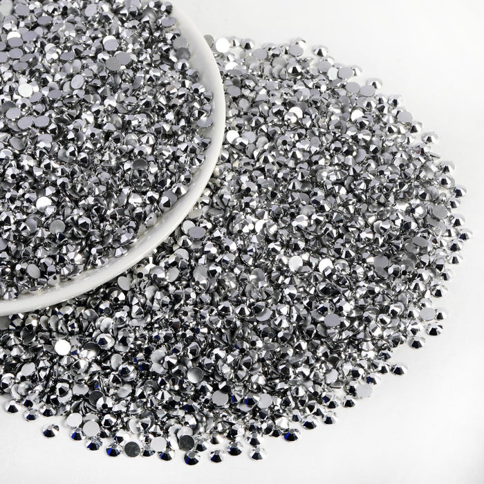 Flatback Rhinestones Bulk, Rhinestones for Nails Crafts Clothes DIY Decoration, Silver Hematite