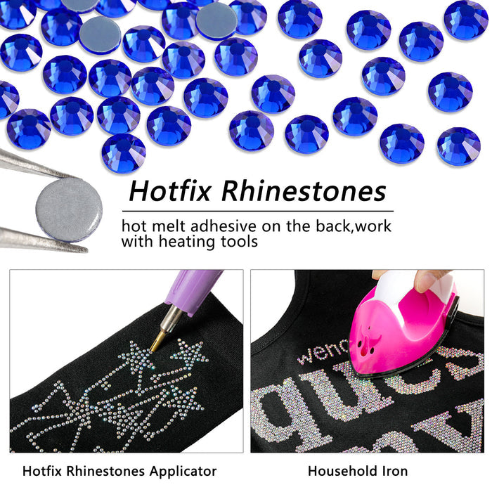 Hotfix Rhinestones Bulk, Hot Fix Rhinestones for Crafts Clothes DIY Decoration, Sapphire