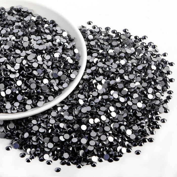 Flatback Rhinestones Bulk, Rhinestones for Nails Crafts Clothes DIY Decoration, Jet Hematite