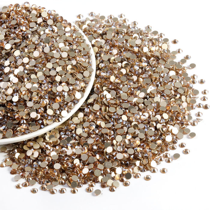 Flatback Rhinestones Bulk, Rhinestones for Nails Crafts Clothes DIY Decoration, Golden Shadow