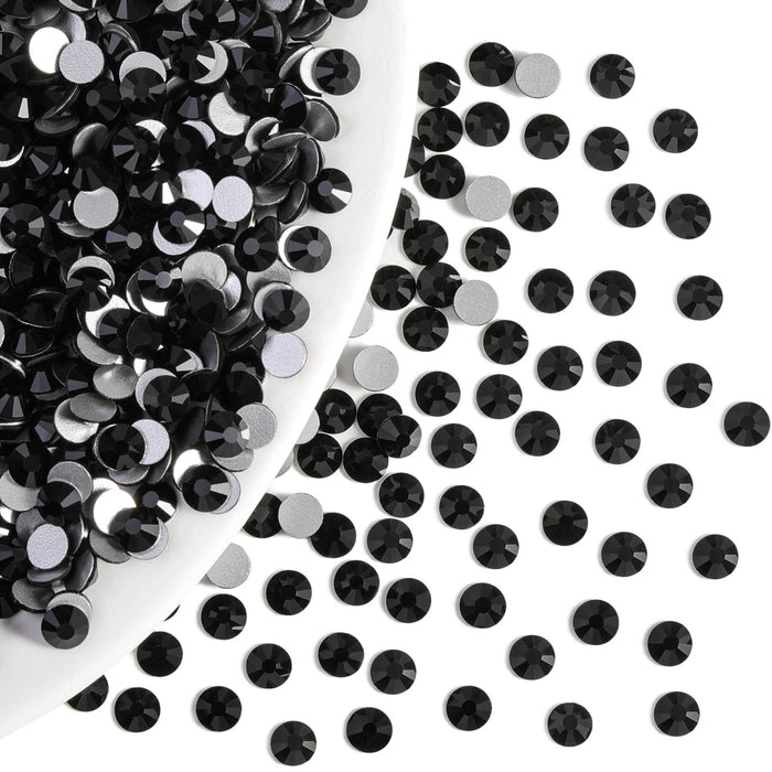 Flatback Rhinestones Bulk, Rhinestones for Nails Crafts Clothes DIY Decoration, Jet Black