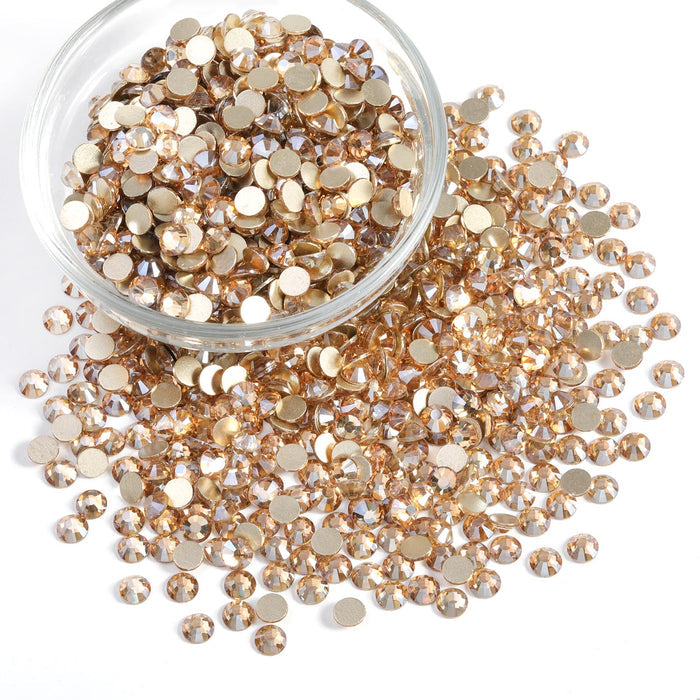 Flatback Rhinestones Bulk, Rhinestones for Nails Crafts Clothes DIY Decoration, Golden Shadow