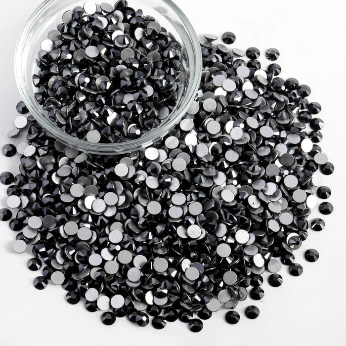 Flatback Rhinestones Bulk, Rhinestones for Nails Crafts Clothes DIY Decoration, Jet Hematite