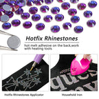 Hotfix Rhinestones Bulk, Hot Fix Rhinestones for Crafts Clothes DIY Decoration, Purple Velvet