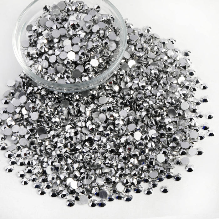 Flatback Rhinestones Bulk, Rhinestones for Nails Crafts Clothes DIY Decoration, Silver Hematite