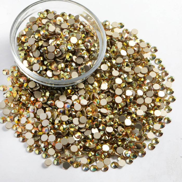 Flatback Rhinestones Bulk, Rhinestones for Nails Crafts Clothes DIY Decoration,Metal Sunlight