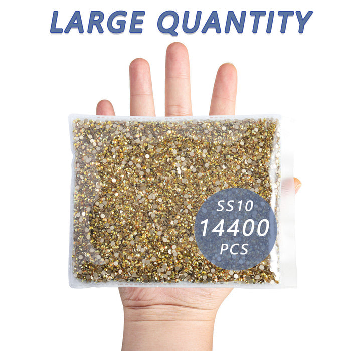 Flatback Rhinestones Bulk, Rhinestones for Nails Crafts Clothes DIY Decoration,Metal Sunlight