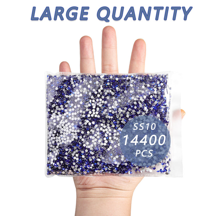 Flatback Rhinestones Bulk,Rhinestones for Nails Crafts Clothes DIY Decoration, Sapphire