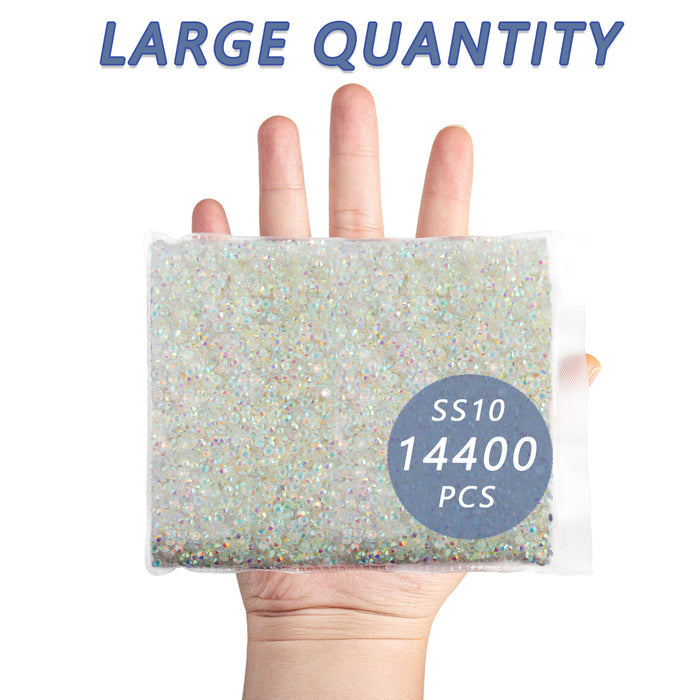 Flatback Rhinestones Bulk, Rhinestones for Nails Crafts Clothes DIY Decoration, TransparentAB