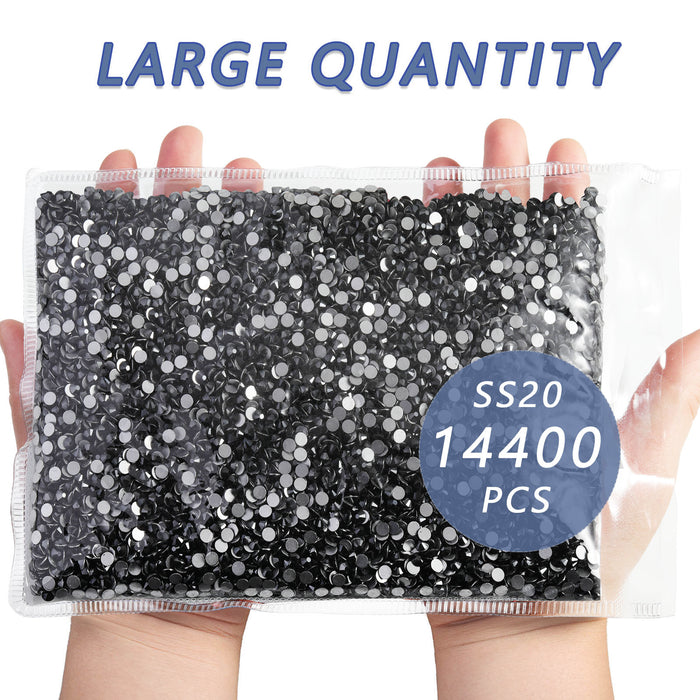Flatback Rhinestones Bulk, Rhinestones for Nails Crafts Clothes DIY Decoration, Jet Hematite