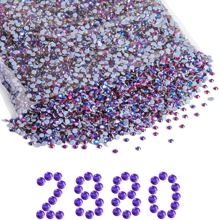 Hotfix Rhinestones Bulk, Hot Fix Rhinestones for Crafts Clothes DIY Decoration, Purple Velvet