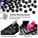 Hotfix Rhinestones Bulk, Hot Fix Rhinestones for Crafts Clothes DIY Decoration, Black