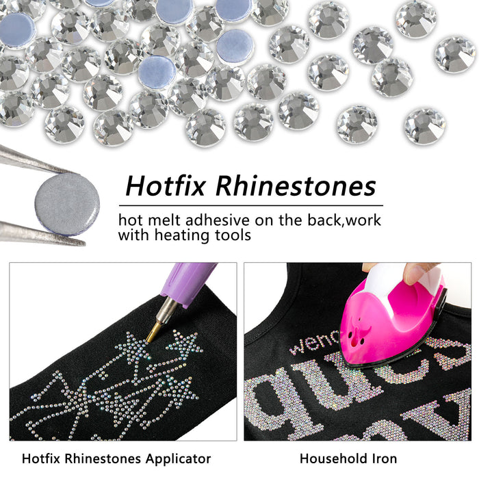 Hotfix Rhinestones Bulk, Hot Fix Rhinestones for Crafts Clothes DIY Decoration, Crystal