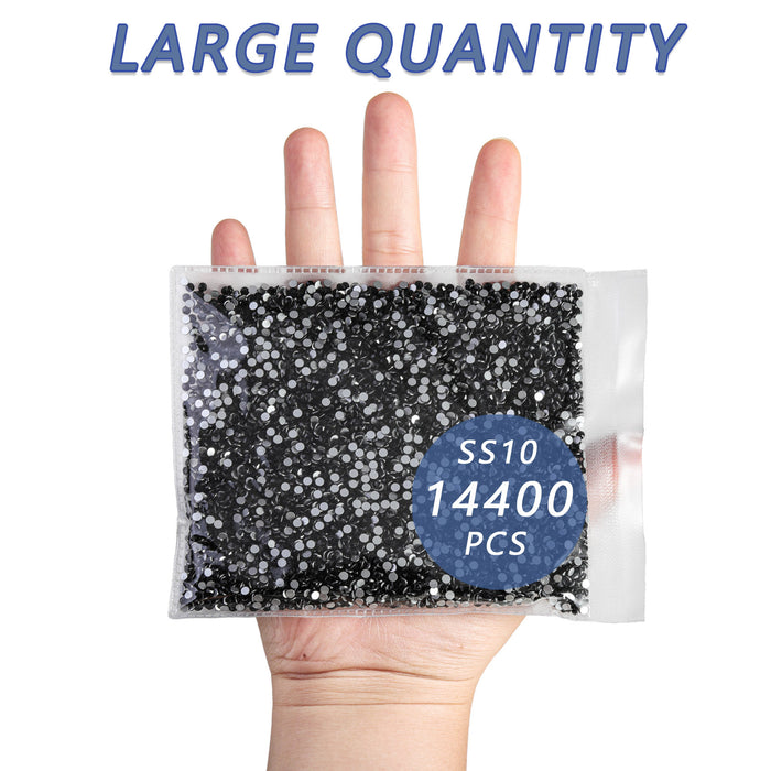 Flatback Rhinestones Bulk, Rhinestones for Nails Crafts Clothes DIY Decoration, Jet Black