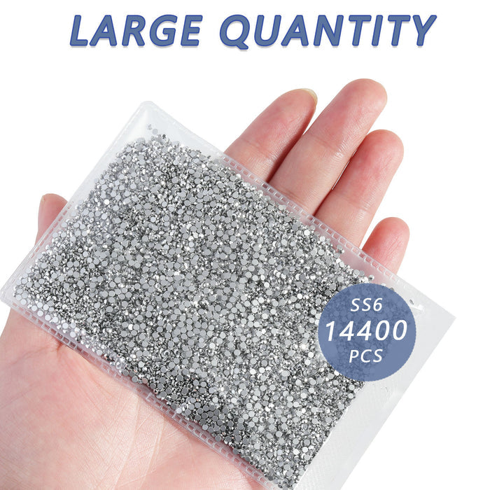 Flatback Rhinestones Bulk, Rhinestones for Nails Crafts Clothes DIY Decoration, Silver Hematite