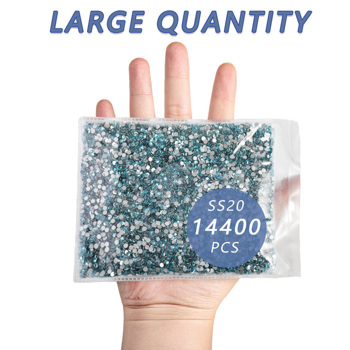 Flatback Rhinestones Bulk, Rhinestones for Nails Crafts Clothes DIY Decoration, Aquamarine