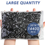 Flatback Rhinestones Bulk, Rhinestones for Nails Crafts Clothes DIY Decoration, Jet Black
