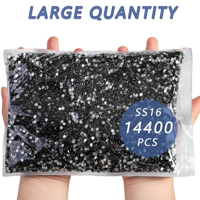Flatback Rhinestones Bulk, Rhinestones for Nails Crafts Clothes DIY Decoration, Jet Black