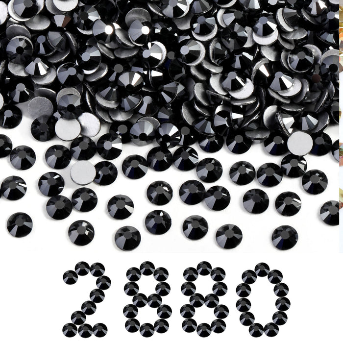 Flatback Rhinestones Bulk, Rhinestones for Nails Crafts Clothes DIY Decoration, Jet Hematite