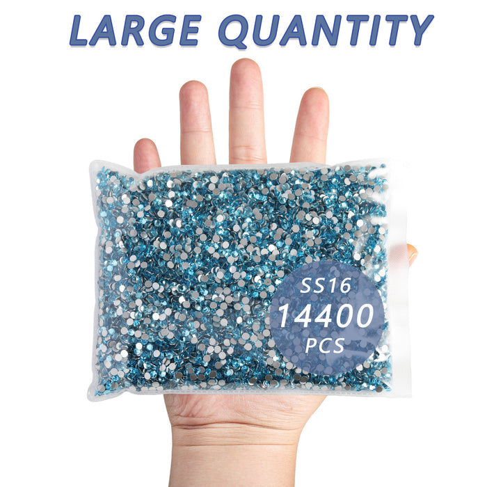 Flatback Rhinestones Bulk, Rhinestones for Nails Crafts Clothes DIY Decoration, Aquamarine