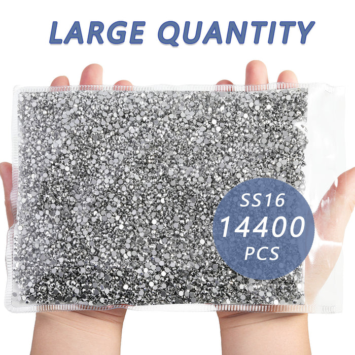Flatback Rhinestones Bulk, Rhinestones for Nails Crafts Clothes DIY Decoration, Silver Hematite