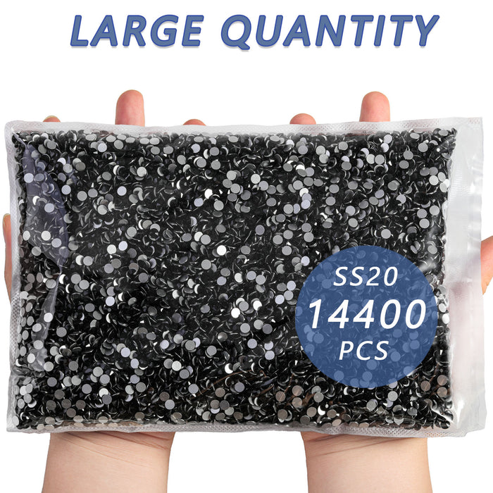Flatback Rhinestones Bulk, Rhinestones for Nails Crafts Clothes DIY Decoration, Jet Black