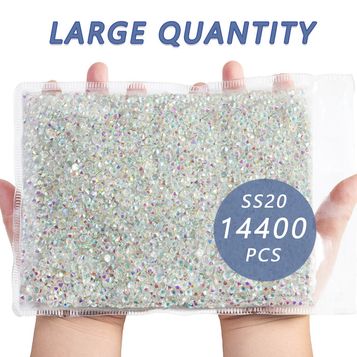 Flatback Rhinestones Bulk, Rhinestones for Nails Crafts Clothes DIY Decoration, TransparentAB