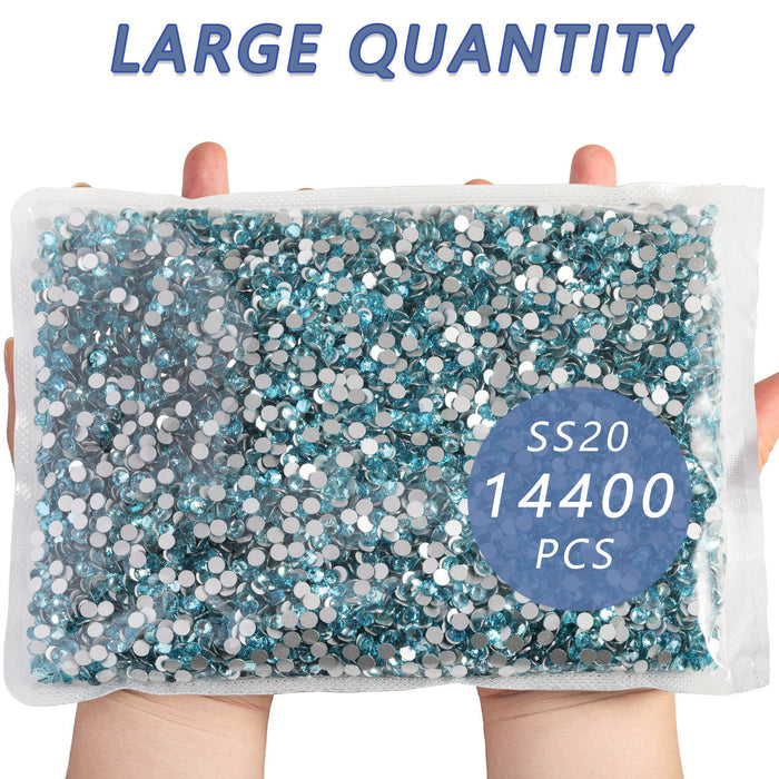 Flatback Rhinestones Bulk, Rhinestones for Nails Crafts Clothes DIY Decoration, Aquamarine
