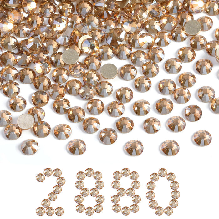 Flatback Rhinestones Bulk, Rhinestones for Nails Crafts Clothes DIY Decoration, Golden Shadow